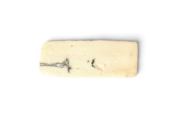 Cheese with mold isolated on white background.