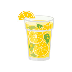 Lemonade with mint on white background. Vector illustration.