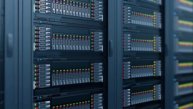 Servers close up. Modern data center.
