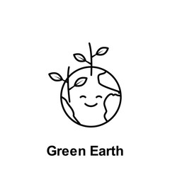 Green Earth icon. Element of pollution problems icon. Thin line icon for website design and development, app development. Premium icon
