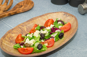Greek salad plate. Fresh vegetables greek salad 
