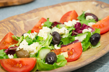 Greek salad plate. Fresh vegetables greek salad 