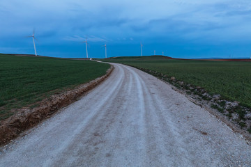 Fototapeta na wymiar Windmill, windfarm at La brujula in Burgos, Spain