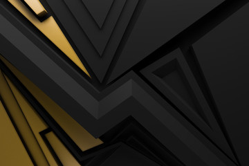abstract dark black gold metal  background texture 3d illustration.