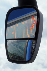 Bus rear-view mirror with right turn signal