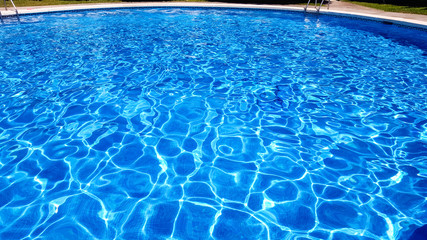 Blue water in the pool