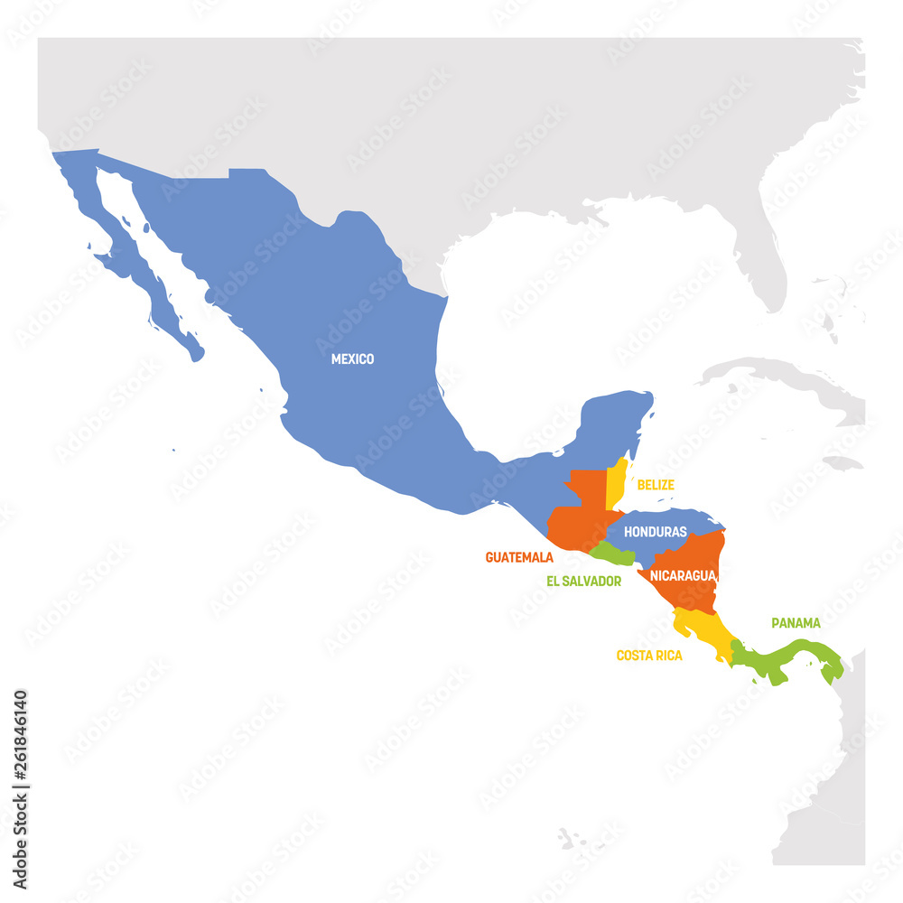 Canvas Prints central america region. map of countries in central part of america. vector illustration - Canvas Prints
