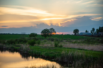 sunset over field