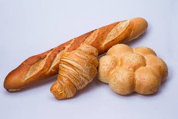 croissants on white background