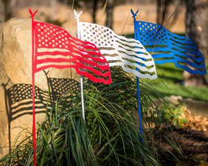 red white and blue american flags