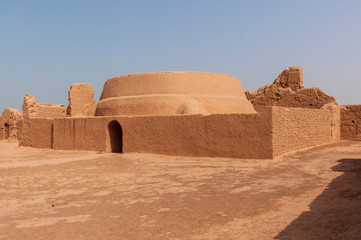 Detail of a building at the Gaochang ruins near the city of Turpan, Xinjiang, China