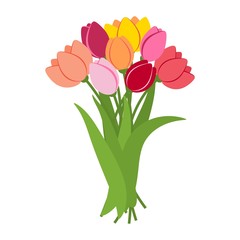 Bouquet of tulip flowers. Floral bouquet template for holidays greeting card invitation poster flyer banner wallpaper