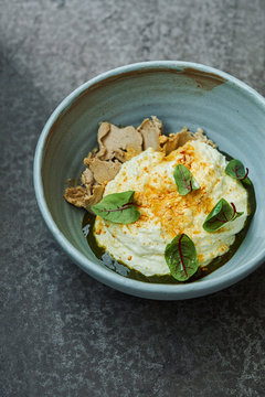 Exquisite dessert with halva and sorrel