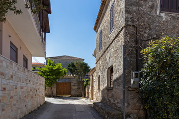 Fototapeta premium Old Houses in the historical town of Afytos, Kassandra, Chalkidiki, Central Macedonia, Greece