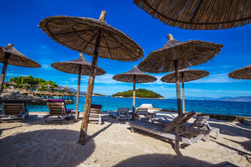 Empty Deckchairs In Ksamil -  Butrint NP, Albania