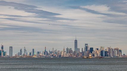 new york city skyline seen from Staten Island in USA