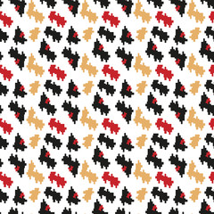 Seamless black, red and white pattern with protruding teeth. Vector houndstooth. EPS 10