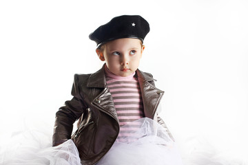 A portrait of little girl Che Guevara cosplay