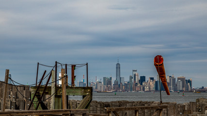 Skyline of Manhattan in NYC USA seen from Staten Island
