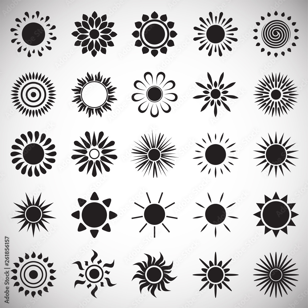 Poster sun icons set on white background for graphic and web design. simple vector sign. internet concept s