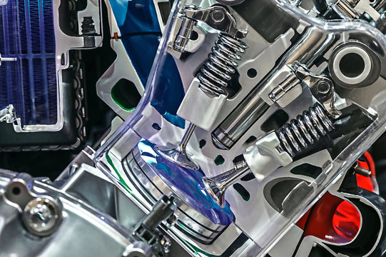 Close up shot of car engine