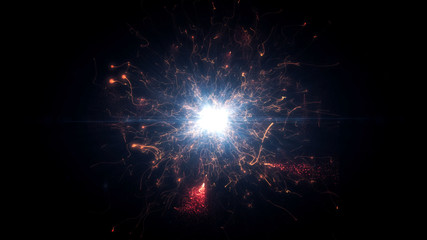 Futuristic space particles  in bright round energy structure. space orb VFX design element....