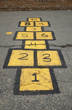 painted hopscotch on macadam