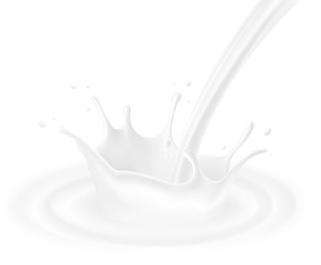 Realistic milk, cream drops and splashes isolated on white background. Vector illustration. Ready to use for your design. EPS 10.