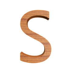 Capital wooden letter S isolated on white background, font for your design, 3D illustration