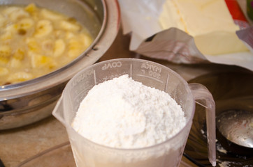 flour in measuring glass