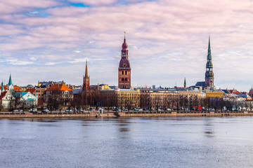 Fototapeta premium The historic old part of the city from the Daugava River