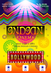 Indian Cinema Bollywood  poster for night party background design