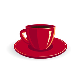 Red cup of coffee or black tea, vector