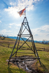 Naklejka premium Natural oil spring in Korna village in protected natural area of Kysuce (Slovakia)