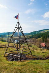 Naklejka premium Natural oil spring in Korna village in protected natural area of Kysuce (Slovakia)