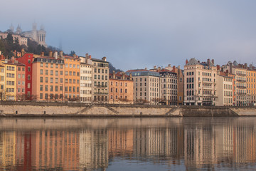 Fototapeta na wymiar Old European town across the river