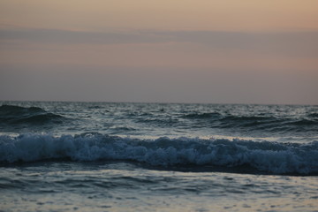 waves in sunset