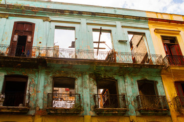 Life on the streets of Havana, Cuba with local architecture on display