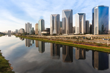 View of Marginal Pinheiros with modern buildings
