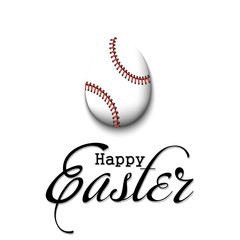 Happy Easter. Egg in the form of a baseball ball