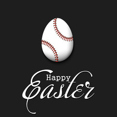 Happy Easter. Egg in the form of a baseball ball