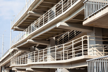 Fototapeta premium special ramp at the bridge with a path for disabled people and cyclists