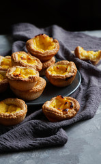pastel de nata, de Belem, also known as Portuguese custard tart is a Portuguese egg tart pastry