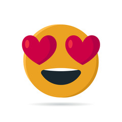 Round yellow emoji in flat style, vector