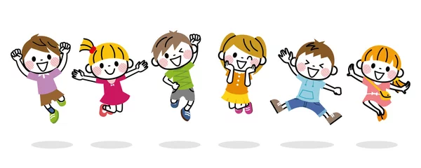 Deurstickers ジャンプする子供たち © トラノスケ