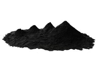 Pile black sand isolated on white background. Sand dune with clipping path. Sand dunes isolated on...