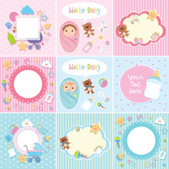 Set of cute baby border