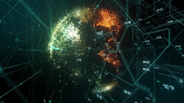 Connected devices Internet of things (IoT) cloud computing big data network of information technology - conceptual 3D render animation