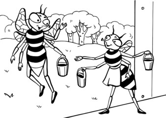 caricature. bee. beekeeping. illustration 046