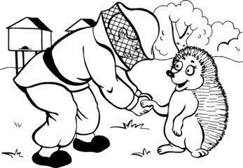 Obraz premium caricature. bee. beekeeping. illustration 048